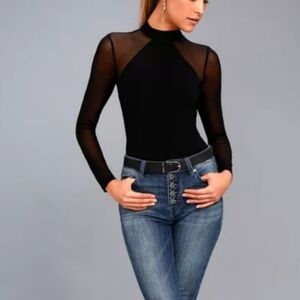Lulu's "Entrancing" Black Mesh Bodysuit